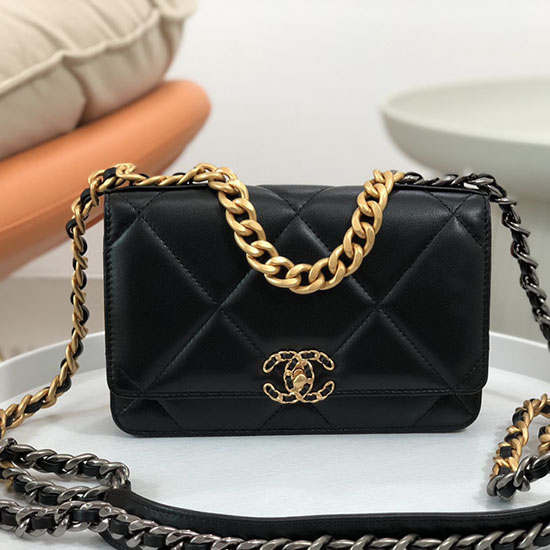 Chanel Lambskin WOC Chain Wallet Black AS0957