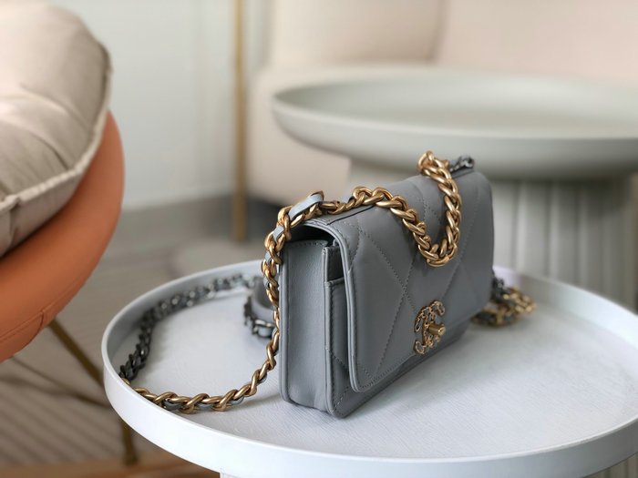 Chanel Lambskin WOC Chain Wallet Grey AS0957