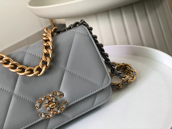 Chanel Lambskin WOC Chain Wallet Grey AS0957