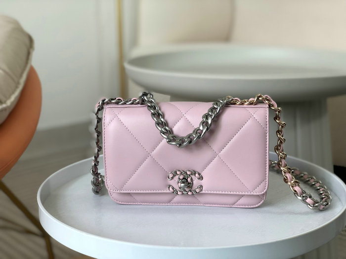 Chanel Lambskin WOC Chain Wallet Pink AS0957