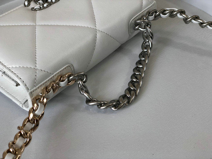 Chanel Lambskin WOC Chain Wallet White AS0957