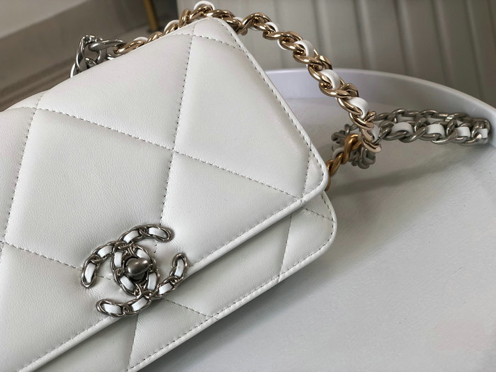 Chanel Lambskin WOC Chain Wallet White AS0957