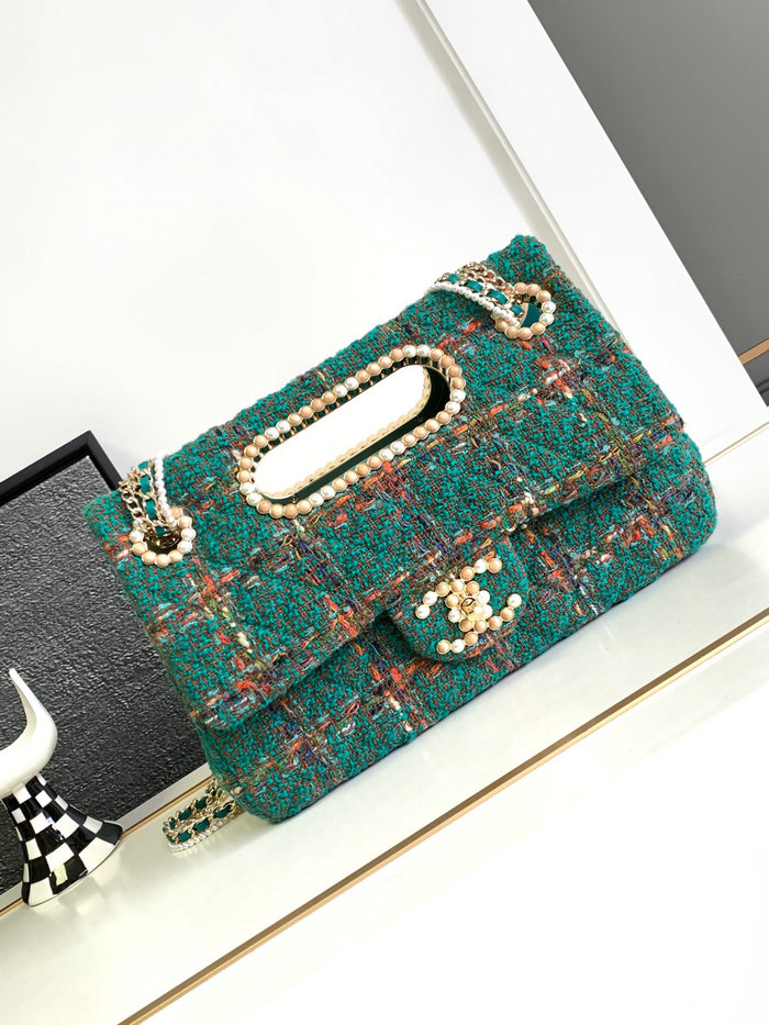 Chanel Large Flap Bag with Top Handle Green AS4221