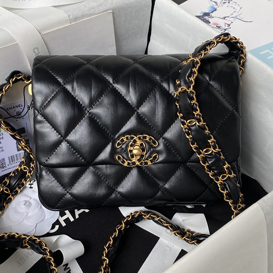 Chanel Shiny Aged Calfskin Shoulder Bag Black AS4423