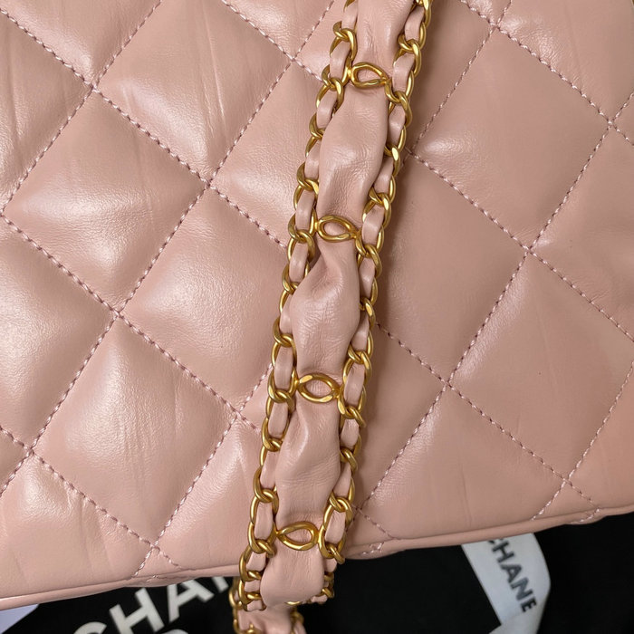 Chanel Shiny Aged Calfskin Shoulder Bag Pink AS4423