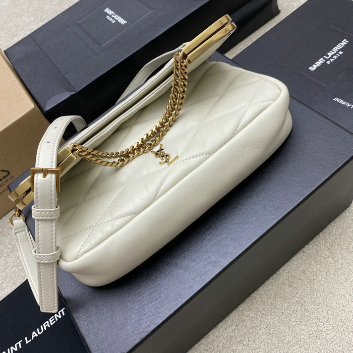 Saint Laurent Cerniera Shoulder Bag White 754001