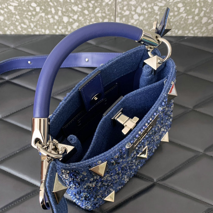 Valentino Garavani Roman Stud Tote Bag Denim V0095