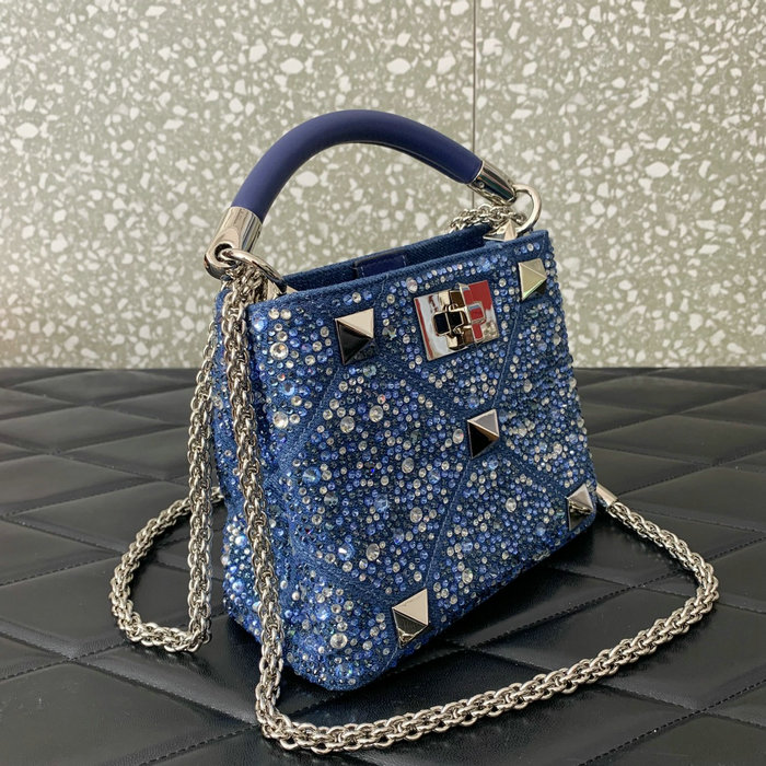 Valentino Garavani Roman Stud Tote Bag Denim V0095