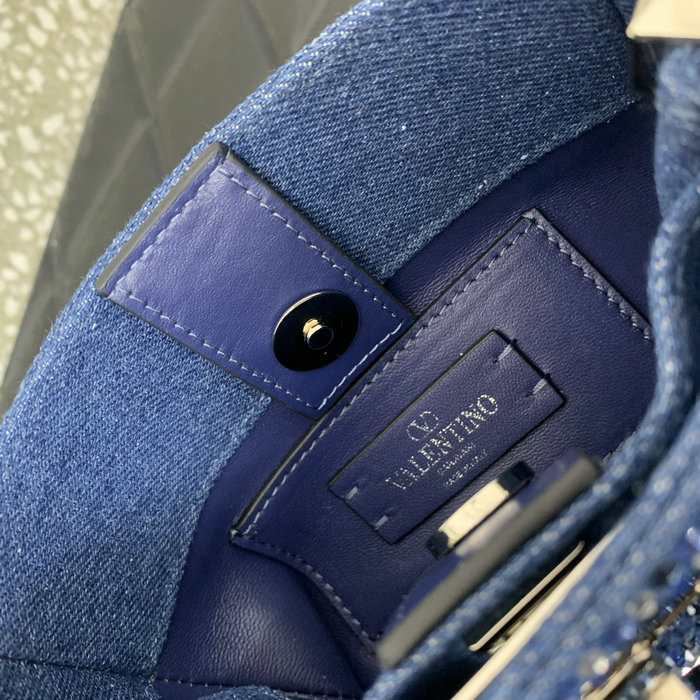 Valentino Garavani Roman Stud Tote Bag Denim V0095