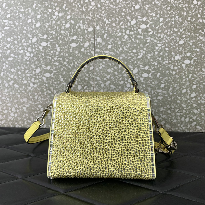 Valentino Mini Vsling Handbag With Rhinestones Yellow V0097