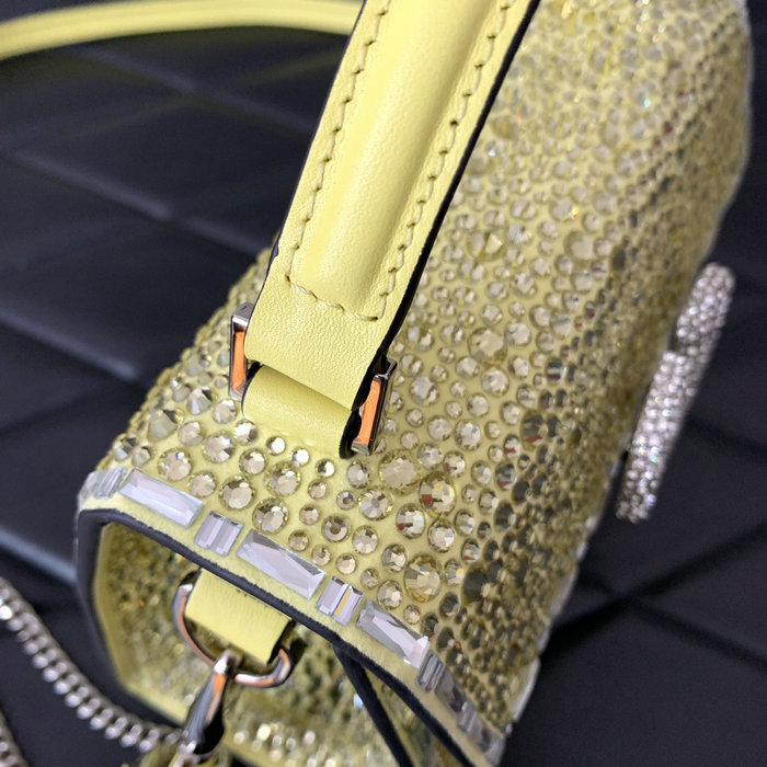 Valentino Mini Vsling Handbag With Rhinestones Yellow V0097