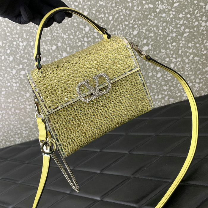 Valentino Mini Vsling Handbag With Rhinestones Yellow V0097