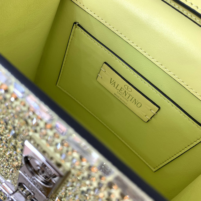 Valentino Mini Vsling Handbag With Rhinestones Yellow V0097