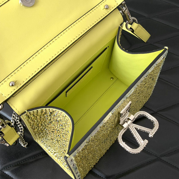 Valentino Mini Vsling Handbag With Rhinestones Yellow V0097