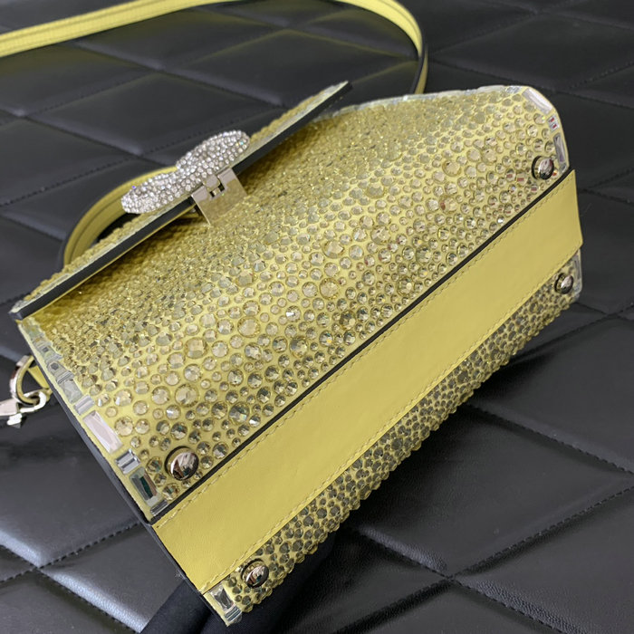 Valentino Mini Vsling Handbag With Rhinestones Yellow V0097