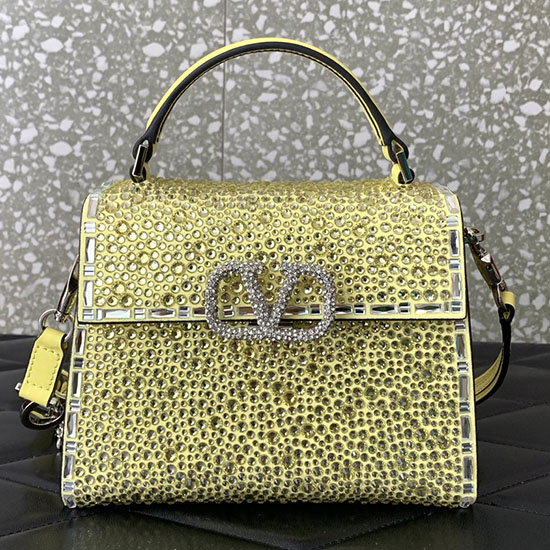 Valentino Mini Vsling Handbag With Rhinestones Yellow V0097