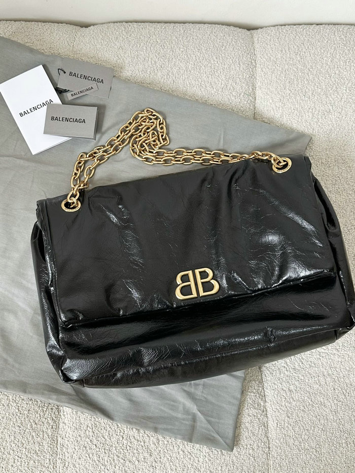 Balenciaga Monaco Large Chain Bag Black With Gold B765933