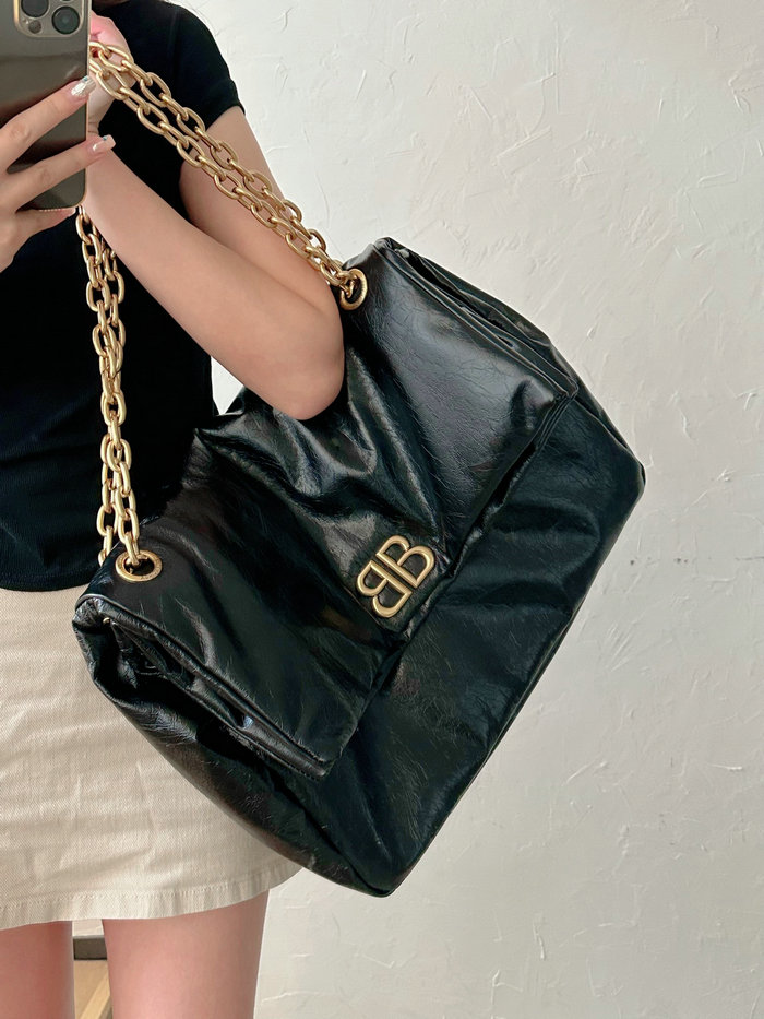 Balenciaga Monaco Large Chain Bag Black With Gold B765933