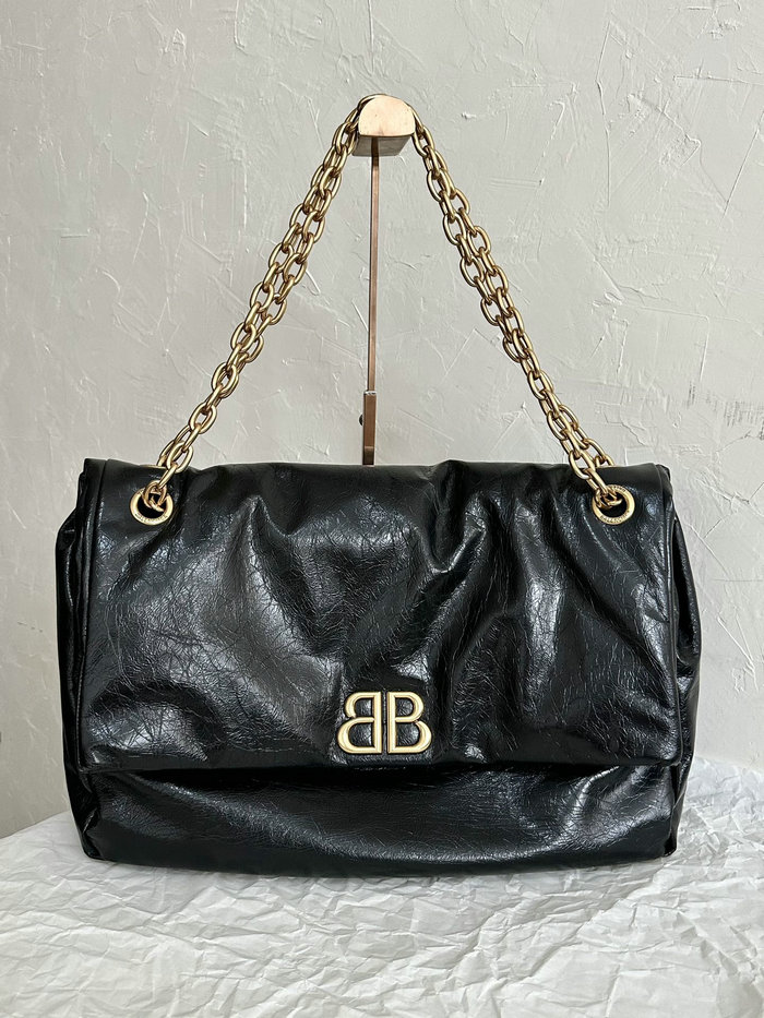 Balenciaga Monaco Large Chain Bag Black With Gold B765933