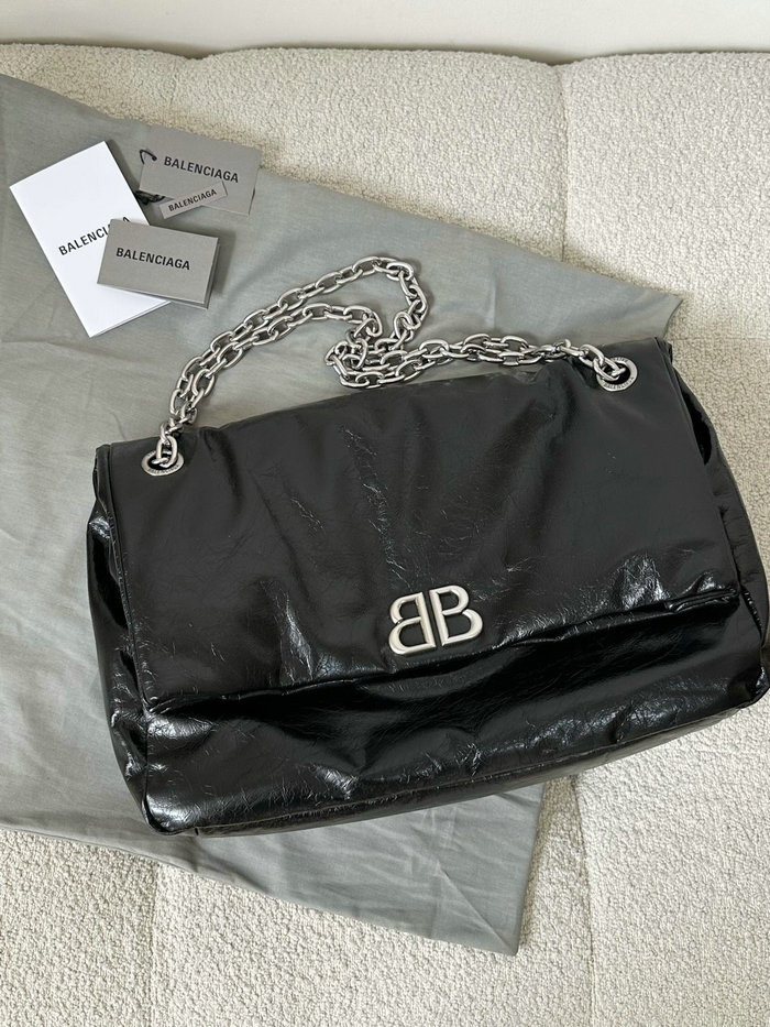 Balenciaga Monaco Large Chain Bag Black With Silver B765933