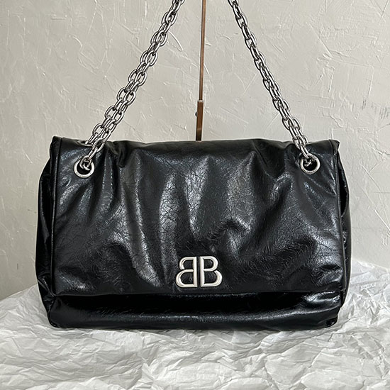 Balenciaga Monaco Large Chain Bag Black With Silver B765933