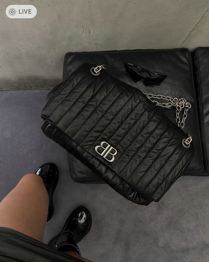 Balenciaga Quilted Monaco Large Chain Bag Black B765933