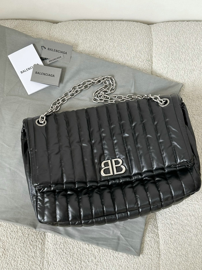 Balenciaga Quilted Monaco Large Chain Bag Black B765933