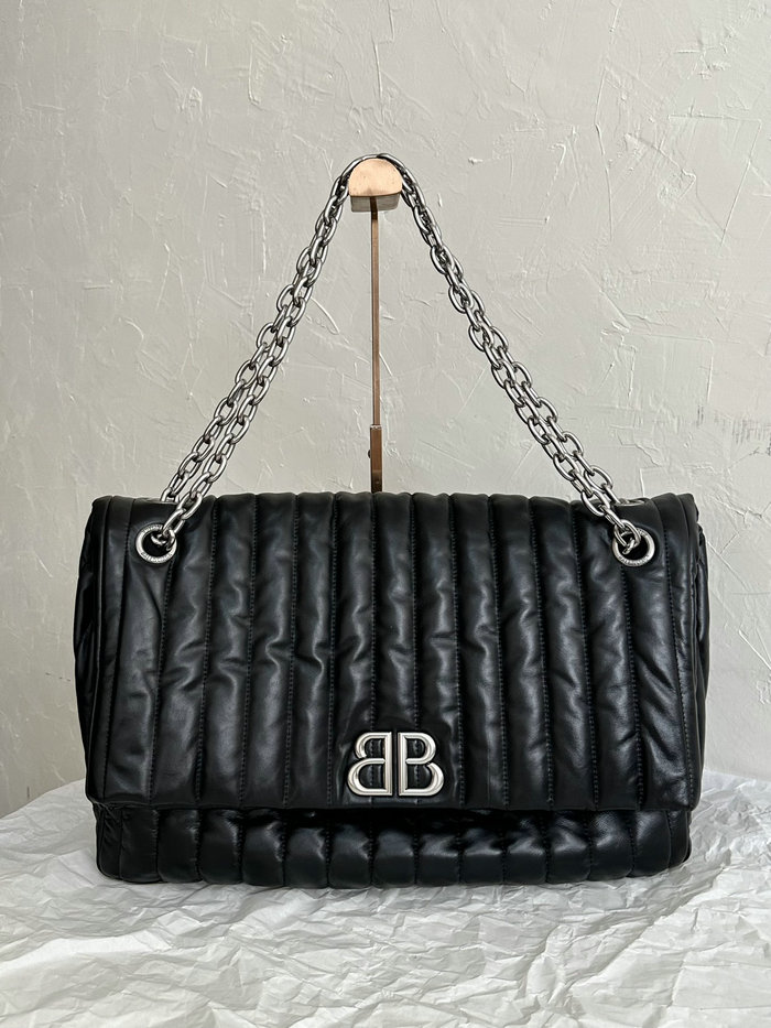 Balenciaga Quilted Monaco Large Chain Bag Black B765933