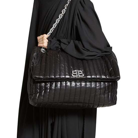 Balenciaga Quilted Monaco Large Chain Bag Black B765933