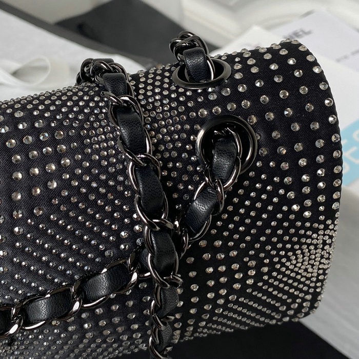 Chanel Crystal Studs Classic Handbag Black A0112