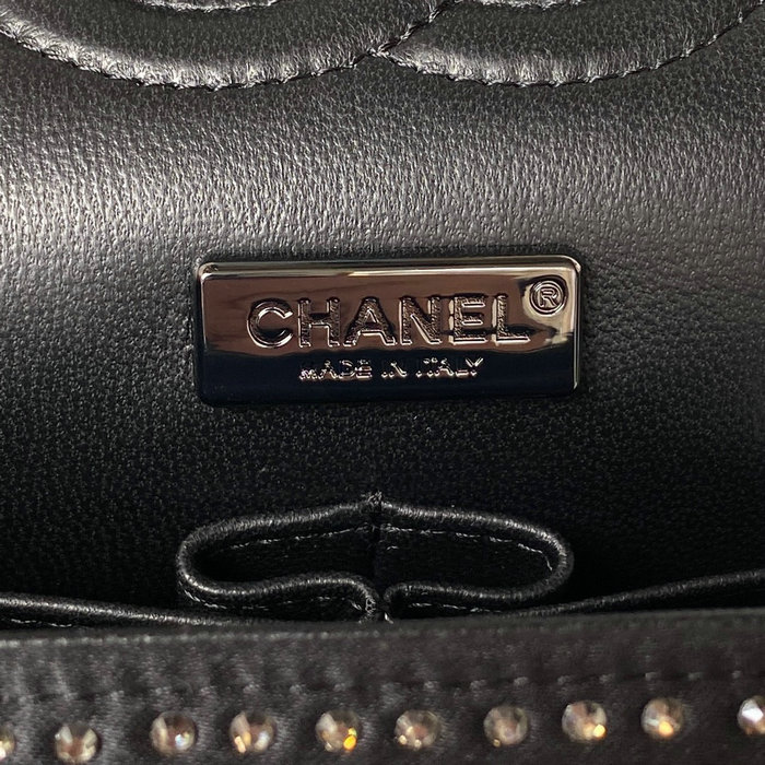 Chanel Crystal Studs Classic Handbag Black A0112