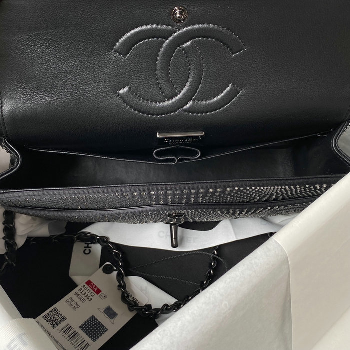 Chanel Crystal Studs Classic Handbag Black A0112