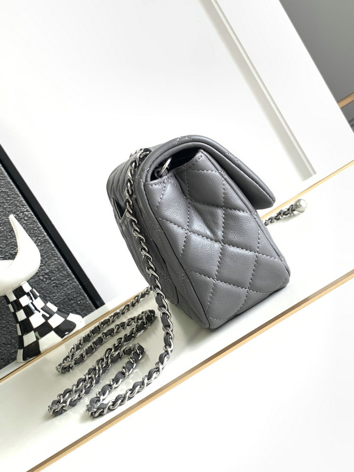 Chanel Lambskin Flap Bag Grey AS1787