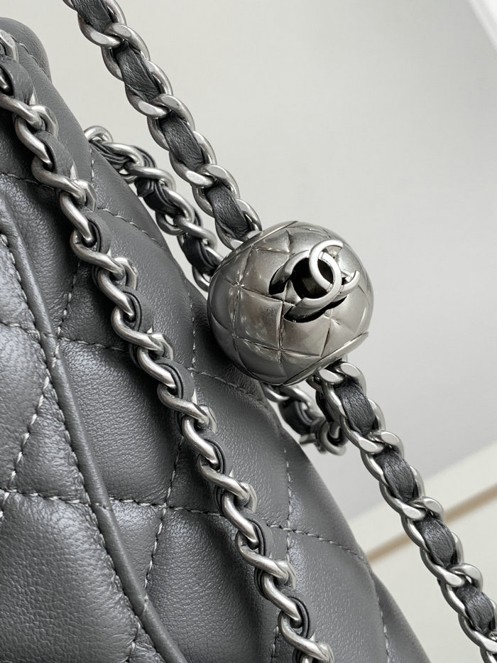 Chanel Lambskin Flap Bag Grey AS1787