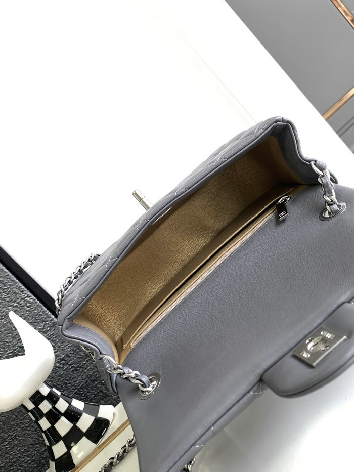 Chanel Lambskin Flap Bag Grey AS1787