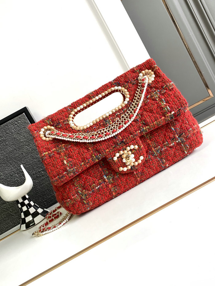 Chanel Large Flap Bag with Top Handle Red AS4221