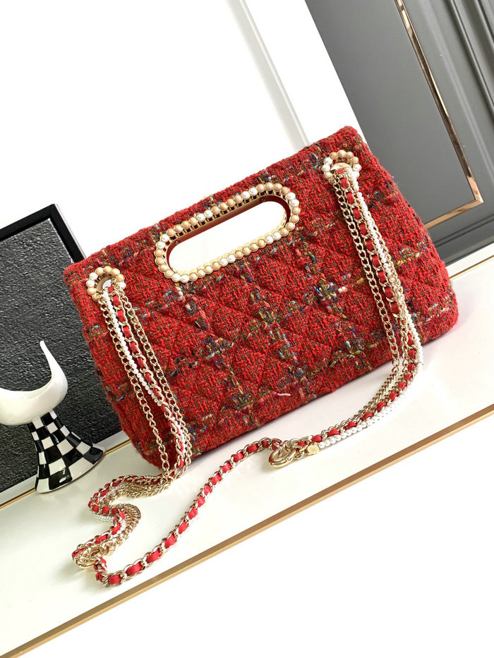 Chanel Large Flap Bag with Top Handle Red AS4221