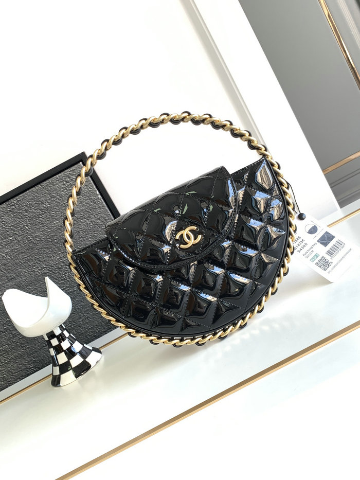 Chanel Patent Leather Clutch Black AP3585