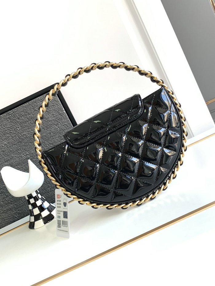 Chanel Patent Leather Clutch Black AP3585