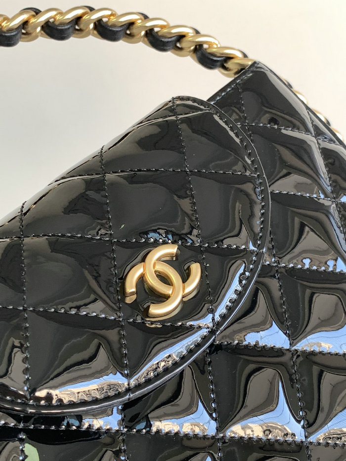 Chanel Patent Leather Clutch Black AP3585