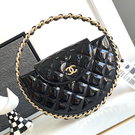 Chanel Patent Leather Clutch Black AP3585