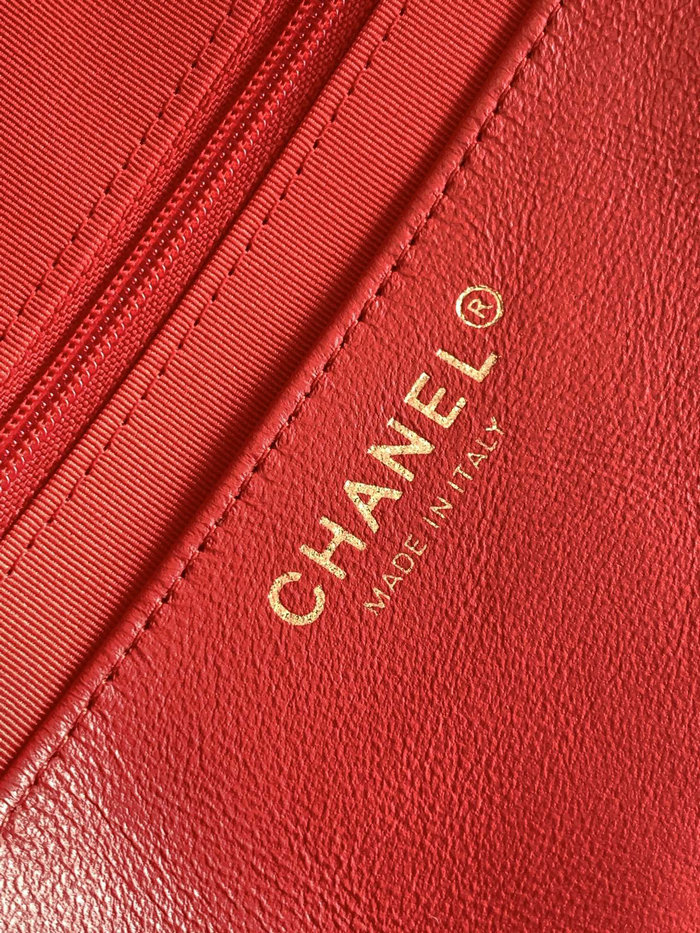 Chanel Tweed Shoulder Bag Red AS2023