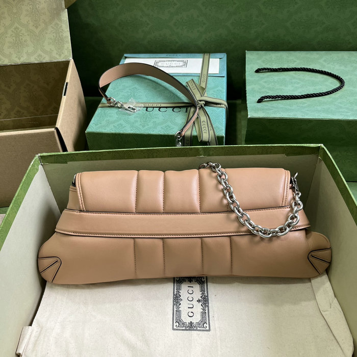 Gucci Horsebit Chain Medium Shoulder Bag Beige 764255