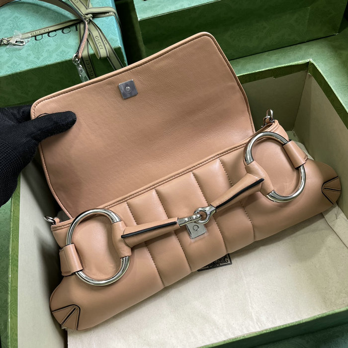 Gucci Horsebit Chain Medium Shoulder Bag Beige 764255