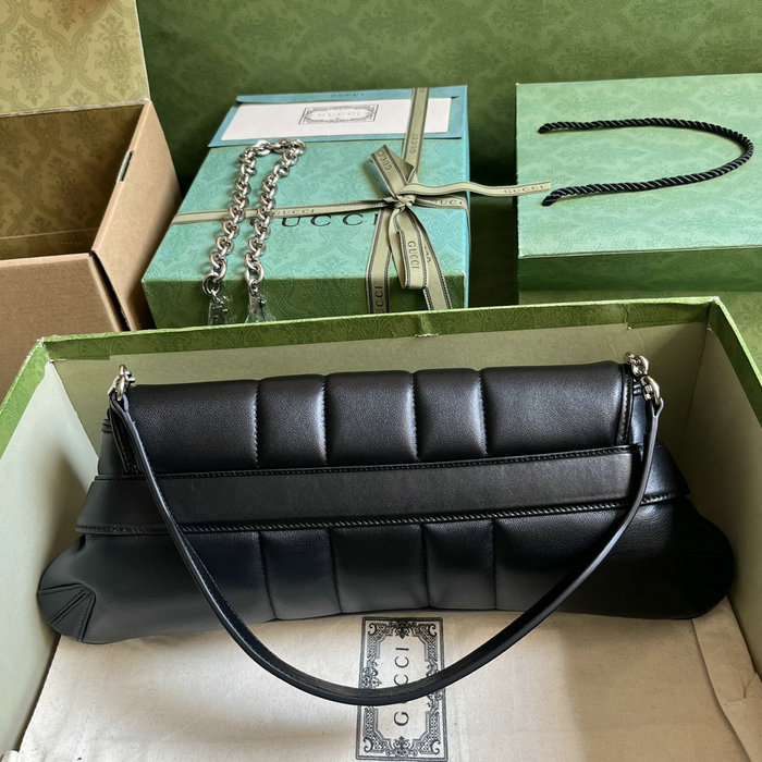 Gucci Horsebit Chain Medium Shoulder Bag Black 764255