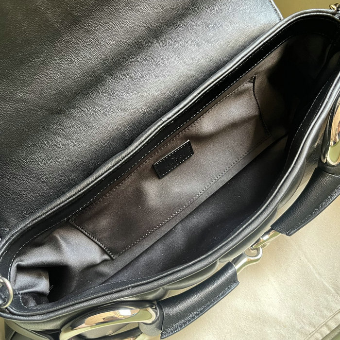 Gucci Horsebit Chain Medium Shoulder Bag Black 764255