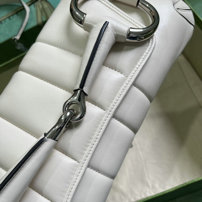 Gucci Horsebit Chain Medium Shoulder Bag White 764255