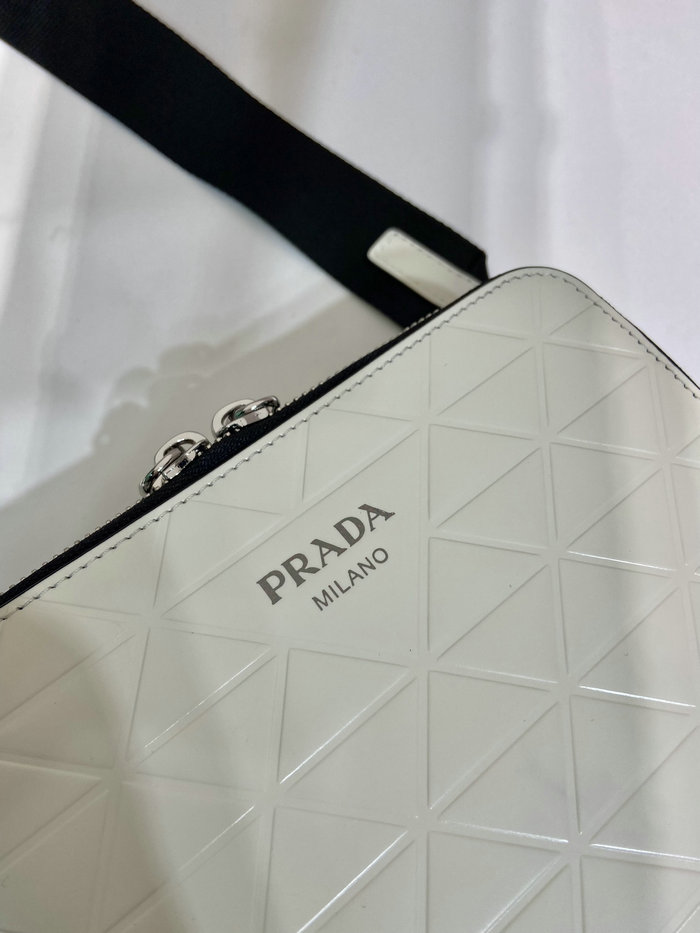 Prada Brique Brushed Leather Bag White 2VH070