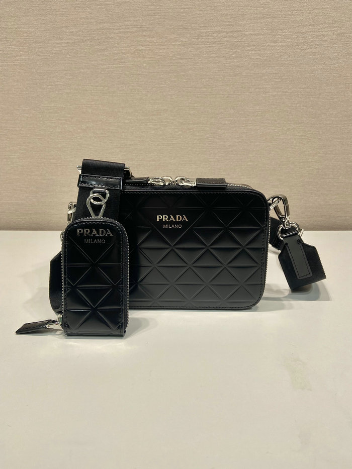 Prada Brique Brushed Leather Bag with Triangle Motif 2VH070