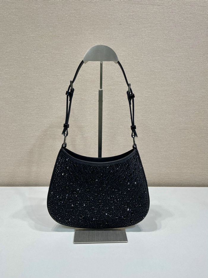 Prada Cleo satin bag with crystals Black 1BC169